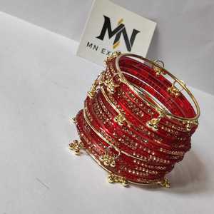 Pulseras rosas de cristal estilo Jhumki de Cachemira, juego de pulseras para novias, bodas y fiestas, precio mayorista premium, artesanía en cristal. - Product Image 5