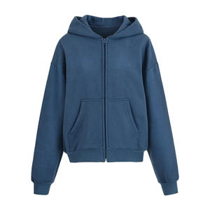 Sweat à capuche uni pour femme, veste d'hiver en molleton contrastant, tricot léger à capuche, respirant et écologique - Product Image 3