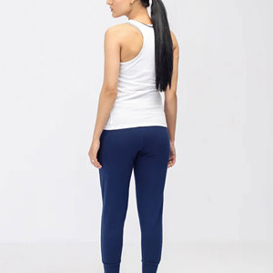 Camiseta sin mangas de algodón blanca para mujer, cuello redondo, informal, color liso, transpirable, de punto, longitud regular - Product Image 4
