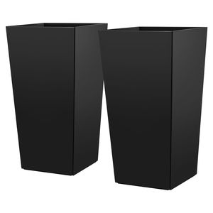 Set of 2 Tall Outdoor Indoor <b>Planters</b> 30-Inch <b>Large</b> Taper Modern Plastic Flower Pots for Front Porch & Outdoor Display - Product Image 1