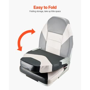 Sedile Pieghevole per Barca da Pesca con Schienale Alto, in Pelle PVC Impermeabile e Cuscino in Spugna Ispessita, per Uso Marino, in Lega di Alluminio - Product Image 5