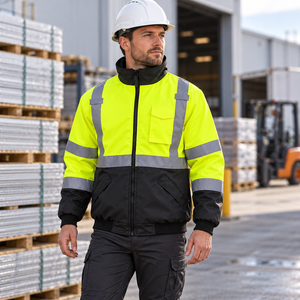 Chaqueta de Trabajo Reflectante de Alta Visibilidad con Logotipo Personalizado, Forro Polar, Capucha Desmontable, Bolsillos Utilitarios, Ropa de Trabajo de Invierno para Construcción - Product Image 6