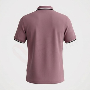 Polo à manches courtes rose pour homme avec poche, tricoté, design uni, coupe classique - Product Image 2