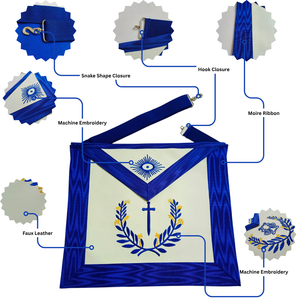 Tablier maçonnique brodé sur mesure, symbole croix bleue et couronne de laurier, insignes de loge maçonnique, style classique - Product Image 2