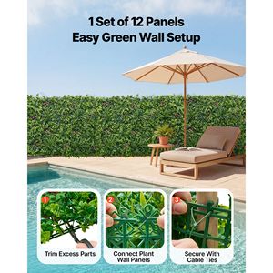 12 Pannelli di Bosso Artificiale Anti-UV 20x20 cm, Sfondo Verde per Privacy, Recinzione, Protezione Solare, Muro Vegetale Artificiale - Product Image 4