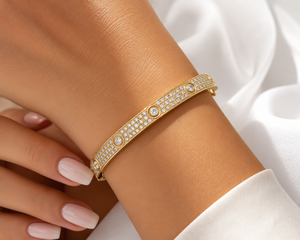 Luxury 925 Sterling Silver Moissanite Diamond <b>Bangle</b> <b>Bracelet</b> For Women 18K Yellow Gold Plated Designer Jewelry - Product Image 1