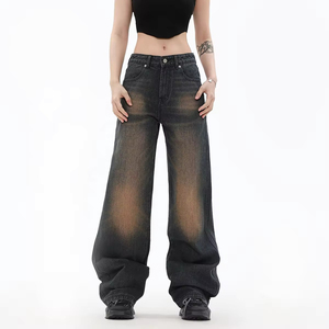 <span class=keywords><strong>Jean</strong></span> crayon <span class=keywords><strong>taille</strong></span> mi-haute pour <span class=keywords><strong>femme</strong></span> grande <span class=keywords><strong>taille</strong></span>, déchiré, délavage foncé, coupe droite, longueur intégrale, décontracté, respirant, fermeture éclair, en denim - Product Image 4