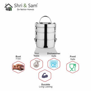 ชุดภาชนะอาหารสแตนเลสแบบทิฟฟินล็อค N แบบพรีเมี่ยม3ชิ้น - Product Image 2