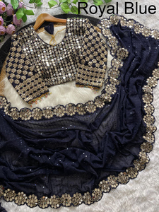 ช้อปปิ้งผ้าส่าหรีออนไลน์สำหรับผู้หญิงในอินเดีย - ผ้าส่าหรีจากอินเดีย - ชุดพื้นเมืองแบบเย็บสำเร็จ - Product Image 3