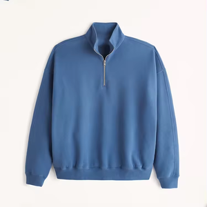Sweat-shirts et hoodies pour hommes grande taille, col montant, demi-zip, épaules tombantes, coupe ample, logo personnalisé - Product Image 3