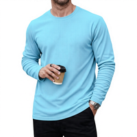 Men's Light Gray Long Sleeve O-Neck Knitted Cotton T-Shirt Sporty Digital Printing Casual Breathable Eco-Friendly