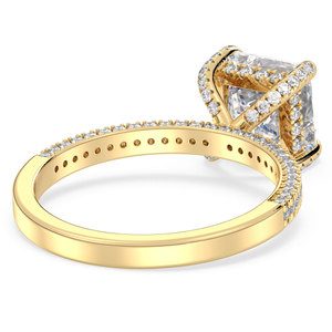 Bague Halo REYES en Argent Sterling 925 avec Moissanite Taille Princesse de 2,59 Carats et Plaqué Or Jaune 14K 18K – Cadeau de Mariage, Bijoux Fins - Product Image 4