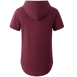 Sweat à capuche uni à manches courtes pour homme, en coton, personnalisable, pour l'été, les sports de plein air, vêtements de sport basiques, en coton mélangé - Product Image 2