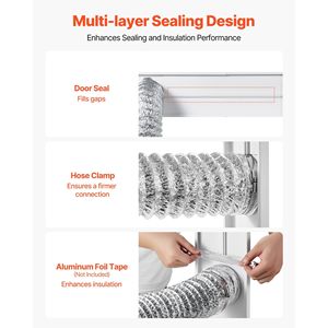 Kit de Ventana para Secadora con Longitud Ajustable, PVC Resistente, Compatible con Mangueras de Extracción de 4 Pulgadas, Ventanas Corredizas de Diferentes Alturas - Product Image 6