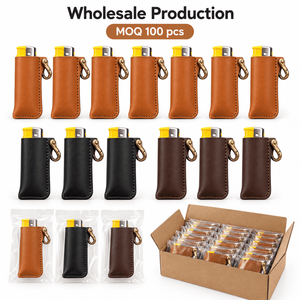 Étui à briquet en cuir PU personnalisé avec porte-clés – Vente en gros - Product Image 5