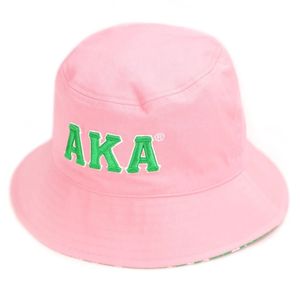 Sombrero Reversible AKA, Rosa y Negro, Bordado Chenille con Letras Griegas, Algodón Premium, Gorra de Verano, Estilo Urbano Unisex - Product Image 1