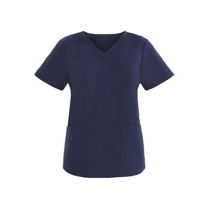Women's Navy Blue V-Neck <b>Scrub</b> Top With Front Pockets Hospital <b>Uniform</b> Cotton Polyester Fabric Most demanding product - Product Image 1