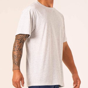 T-shirt Homme Personnalisable OEM 100% Coton Uni Léger Col Rond Épaules Tombantes Coupe Oversize pour l'Été - Product Image 2