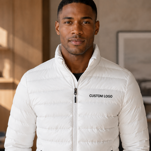 Premium Quality <b>Men's</b> <b>White</b> Down <b>Jacket</b> Stand Collar Zipper Closure Windproof Polyester Wadding Casual Winter Down <b>Jacket</b> - Product Image 4