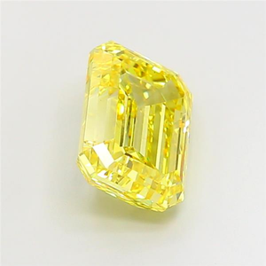 Diamant de laboratoire CVD certifié, taille émeraude, jaune intense fantaisie, pierre précieuse lâche étincelante, luxe exquis pour l'art des joailleries fines - Product Image 2