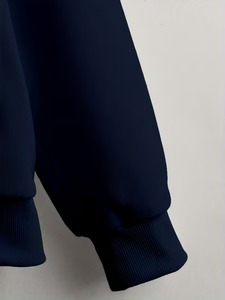 Sweat-shirt à capuche zippé bleu marine uni pour homme, coupe classique, en coton French Terry, décontracté, pour l'automne, personnalisable ODM - Product Image 5