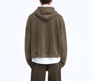 Breathable Acid Washed Hoodies for Man Breathable French Terry Hooded Streetwear Vintage Oversized Wash Drop Shoulder Hoodie - Product Image 2