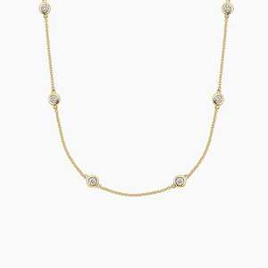 Collier ras du cou de luxe pour femme en or jaune massif 14 carats avec diamant de laboratoire de 0,51 ct certifié IGI, plaqué rhodium, serti clos, 18 pouces - Product Image 4