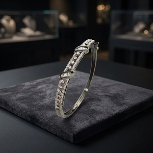 Luxury Brass Silver Plated CZ Diamond <b>Bangle</b> <b>Bracelet</b> For Women Trendy Micro Pave Zircon Elegant Bridal Jewelry Gift - Product Image 1