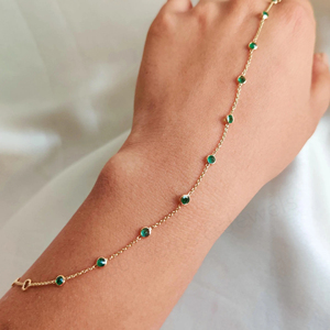 High Quality Trendy Natural Emerald Gemstone Bezel Setting 925 Silver Gold Plated Minimalist Chain <b>Adjustable</b> Wedding <b>Bracelet</b> - Product Image 4