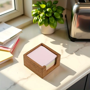 Simplest Square Shape Acacia Wooden Sticky Notes Holder Unique Crafts For Multipurpose Desk Sticky <b>Memo</b> <b>Pads</b> Holder - Product Image 3