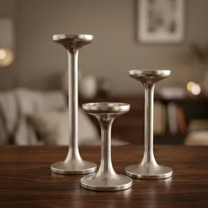 Supports à bougies modernes en aluminium, élégants bougeoirs en métal, chandeliers décoratifs hauts, centre de table fait main, décoration intérieure - Product Image 5