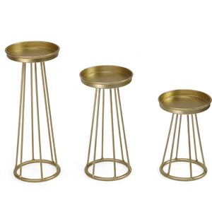 Juego de Portavelas Cónicos de Latón Martillado Aurelia – Candelabros Metálicos Delgados en Oro Antiguo para Decoración de Bodas y Mesas de Comedor de Lujo - Product Image 1