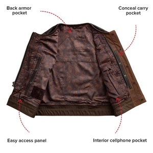 Gilet de moto en cuir véritable fait main pour homme, bicolore marron et noir, avec fermeture à boutons-pression, commande en gros - Product Image 4