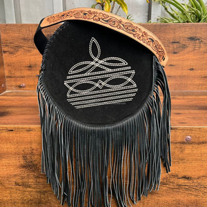 À la mode mode botte point à la main en cuir suédé roulé épaule ronde et bandoulière sac à franges en cuir véritable cercle sac pour les femmes - Product Image 3