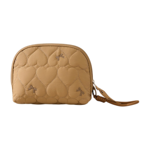 Trousse de Maquillage Matelassée Brodé en Polyester avec Fermeture Éclair, Grande Capacité, Portable, Pochette de Voyage en Forme de Cœur avec Dragonne - Product Image 3
