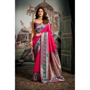 Envílase en Elegancia, Haga de Cada Momento una Experiencia Real, Disfrute de una Gracia Atemporal, Saree de Seda, Tela de Seda de Primera Calidad, Suave y Pesada - Product Image 1