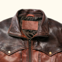 Veste en cuir de mouton vintage pour homme, style western, imperméable, veste de motard, logo personnalisable sur le devant, couleurs personnalisables, logo sur le dessus