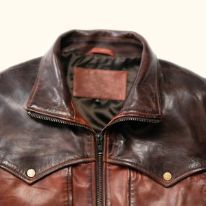 Men’s Vintage <b>Cowboy</b> Leather Jacket – Western Style Real Leather Biker Jacket Supplier - Product Image 3