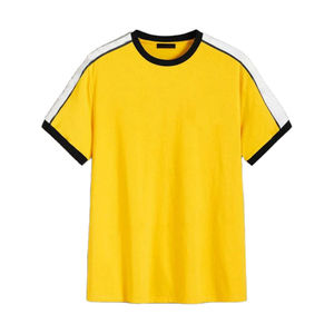 T-shirts de sport décontractés pour hommes, 100 % coton, col rond, avec logo de marque personnalisé et couleurs contrastées - Product Image 1