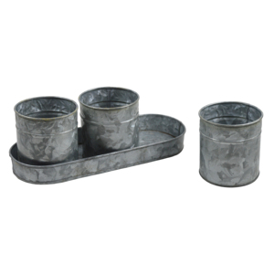 Juego de 4 Macetas y Cestas de Hierro de Diseño Vintage para Jardín, con Acabado Galvanizado, Decoración para Exteriores y Restaurantes - Product Image 4
