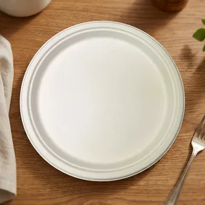 Most Selling Bagasse 9 Inch Eco-Friendly Modern Luxury <b>Disposable</b> <b>Plate</b> Compostable Food Grade Tableware for Hospitality Events - Product Image 4