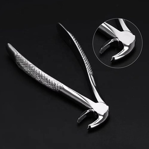 Kit de forceps chirurgicaux dentaires en acier inoxydable, instruments d'extraction manuels, classe I, poignée moletée, couleur argent, certifié CE - Product Image 2