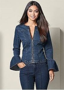 Chemise en jean pour femme, en coton lavé, à manches courtes, boutonnée, col rabattu, avec poches, pour un usage quotidien - Product Image 1