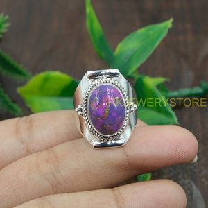 แหวนเงินแท้ 925 ประดับพลอยสีม่วงทองแดง แหวนดีไซน์แฮนด์เมด แหวนโบโฮ ของขวัญเครื่องประดับ - Product Image 5
