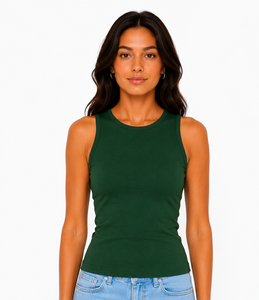 Débardeur sans manches à col bateau pour femme avec logo personnalisé, en mélange doux de coton et élasthanne tricoté, respirant et à séchage rapide, idéal pour l'été décontracté - Product Image 1