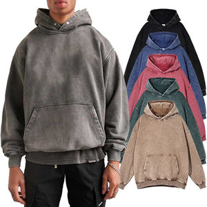 Sudadera con Capucha Extra Grande de Algodón 100% Personalizada al por Mayor para Hombre, Estilo Vintage Lavado con Ácido, Otoño - Product Image 1