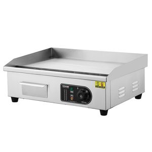 Commercial 3200W Electric <b>Griddle</b> Stainless Steel Countertop <b>Flat</b> <b>Top</b> Grill 21.26 X 11.81 X 0.39in Adjustable Temp 122-572 F - Product Image 1