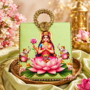 Sac fourre-tout festif en soie pour femme, motif déesse spirituelle, sac ethnique imprimé, cadeau de mariage indien, sac de retour de mariage, sac de créateur - Product Image 6