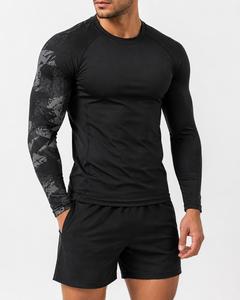 Camiseta Deportiva de Manga Larga con Cuello Redondo para Hombre, Protección UV, Impresión Digital Negra, Secado Rápido, Poliéster, para Deportes al Aire Libre, MOQ Bajo - Product Image 2