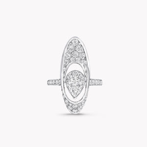White <b>Gold</b> Pear Cut Diamond <b>Cocktail</b> <b>Ring</b> Pave Setting Heart Shape Women Luxury Engagement Jewelry - Product Image 1